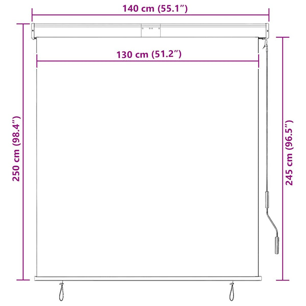 vidaXL Outdoor Roller Blind 140x250 cm Yellow and Blue