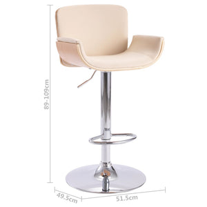 vidaXL Bar Stool Cream Faux Leather