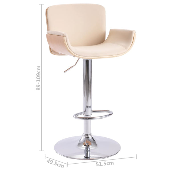 vidaXL Bar Stool Cream Faux Leather