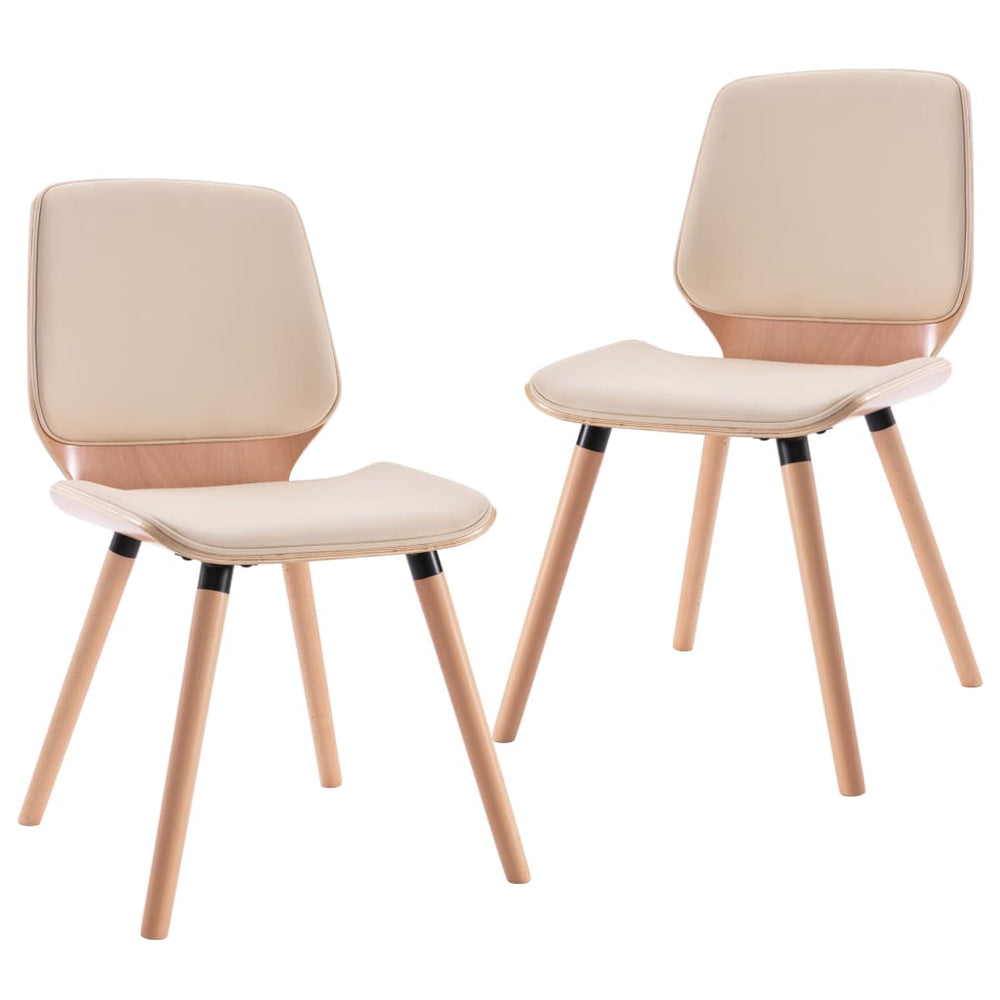 vidaXL Dining Chairs 2 pcs Cream White Faux Leather