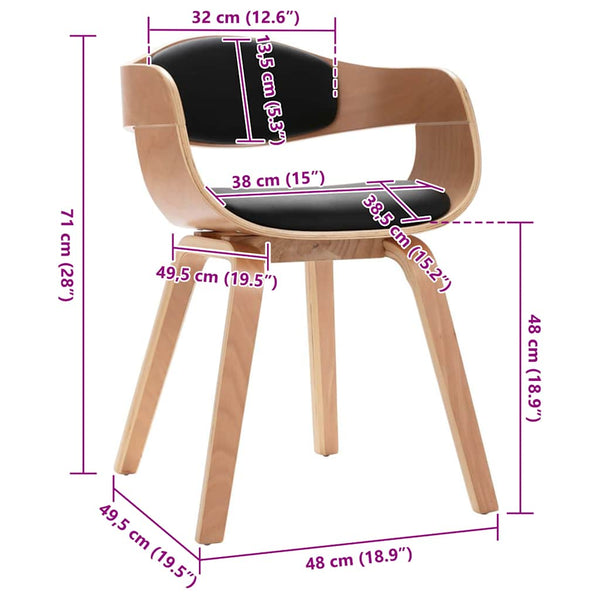 vidaXL Dining Chairs 2 pcs Bentwood and Faux Leather