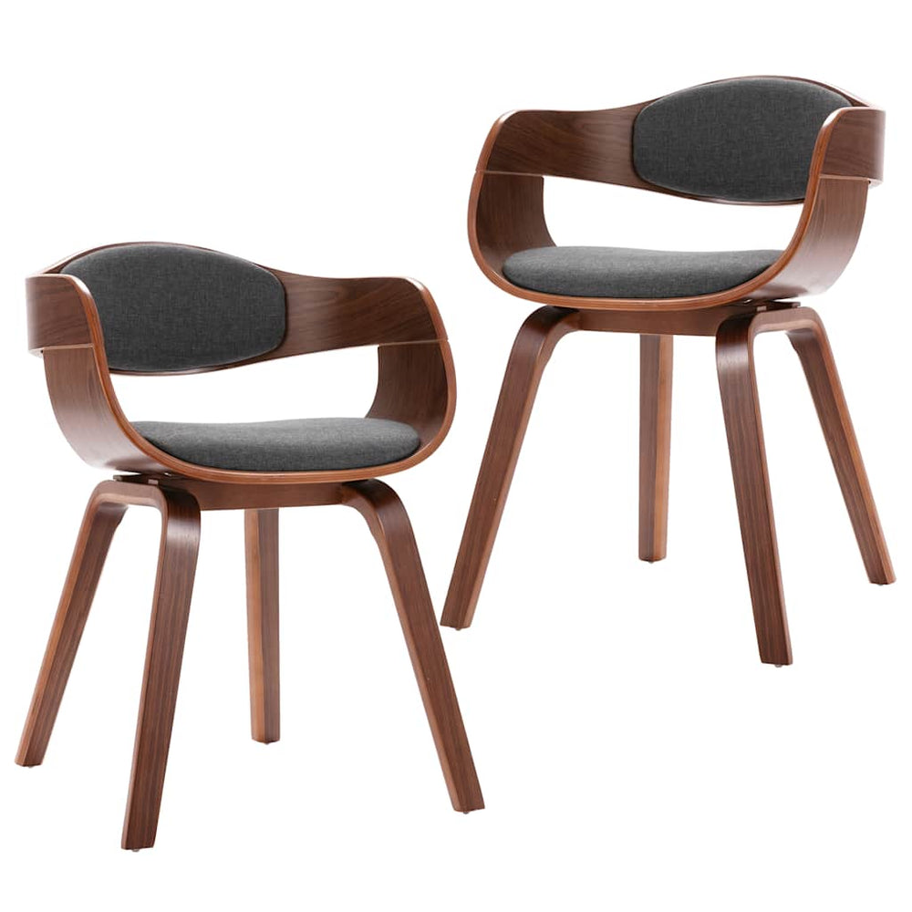 vidaXL Dining Chairs 2 pcs. Bentwood and Grey Fabric