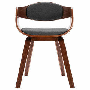 vidaXL Dining Chairs 2 pcs. Bentwood and Grey Fabric
