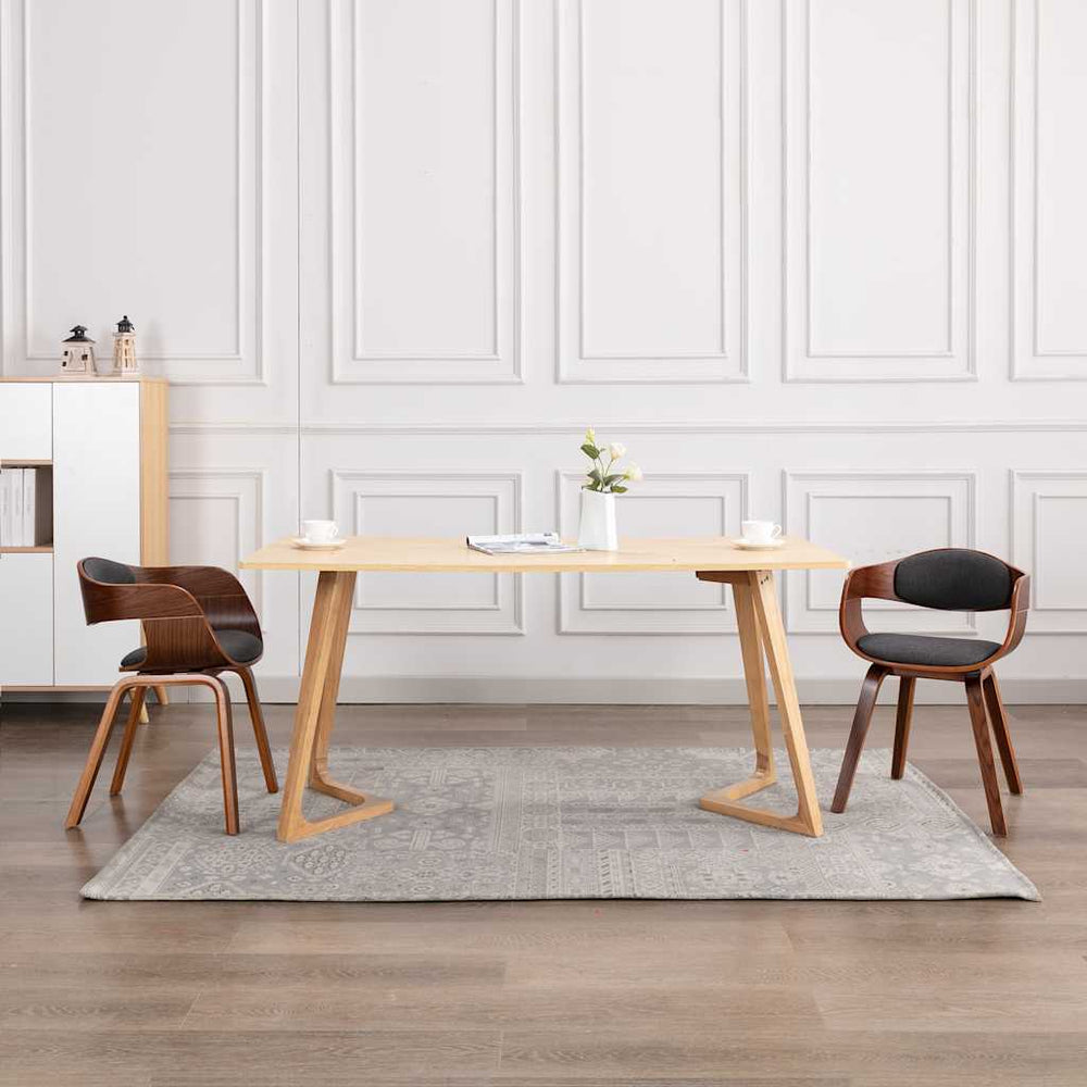 vidaXL Dining Chairs 2 pcs. Bentwood and Grey Fabric