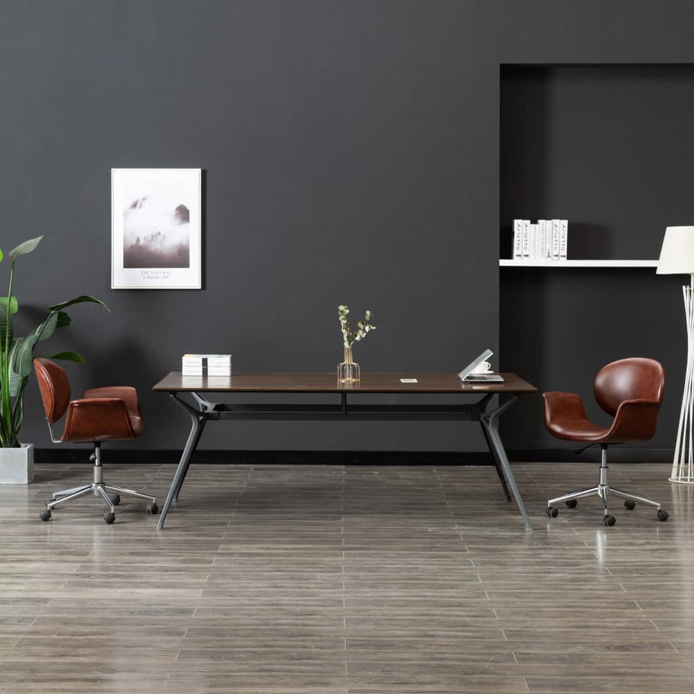 vidaXL Swivel Dining Chair Brown Faux Leather