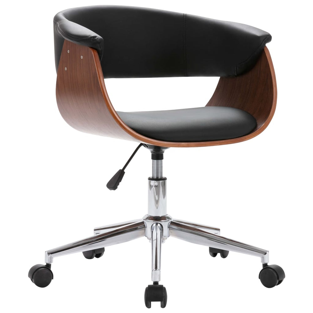 vidaXL Swivel Dining Chair Black Bentwood and Faux Leather