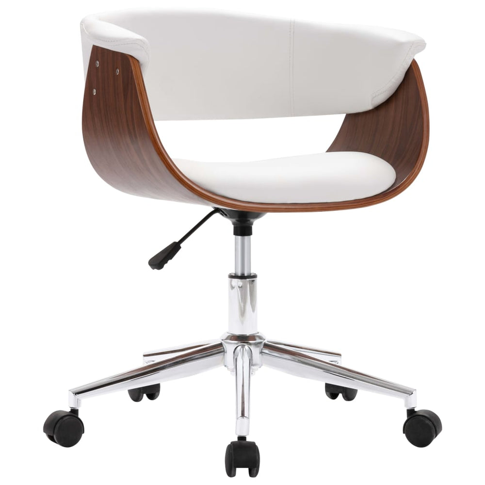 vidaXL Swivel Dining Chair White Bentwood and Faux Leather
