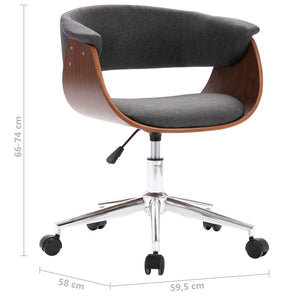 vidaXL Swivel Dining Chair Grey Bentwood and Fabric