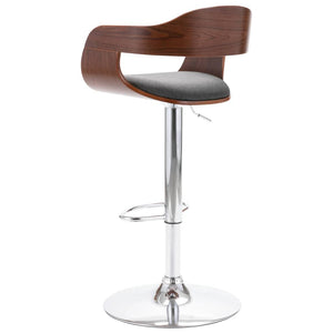 vidaXL Bar Stool Plywood and Grey Fabric