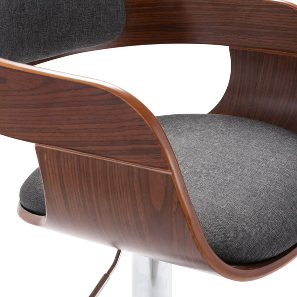 vidaXL Bar Stool Plywood and Grey Fabric