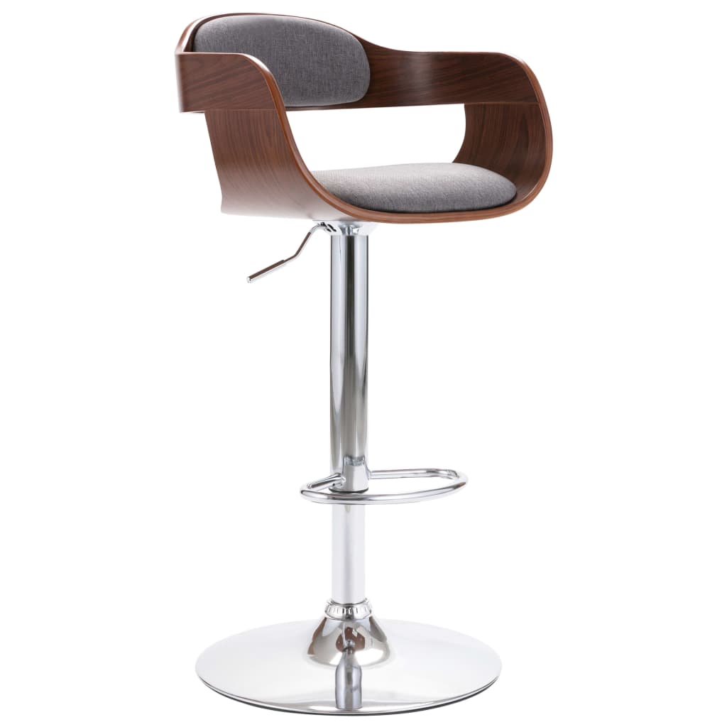 vidaXL Bar Stool Plywood and Grey Fabric