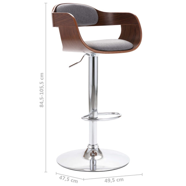 vidaXL Bar Stool Plywood and Grey Fabric