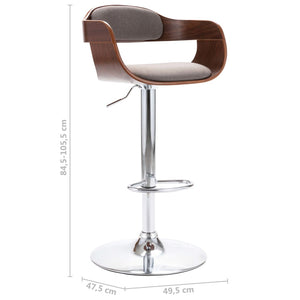 vidaXL Bar Stool Plywood and Taupe Fabric