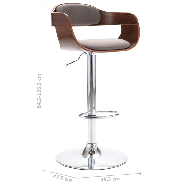 vidaXL Bar Stool Plywood and Taupe Fabric