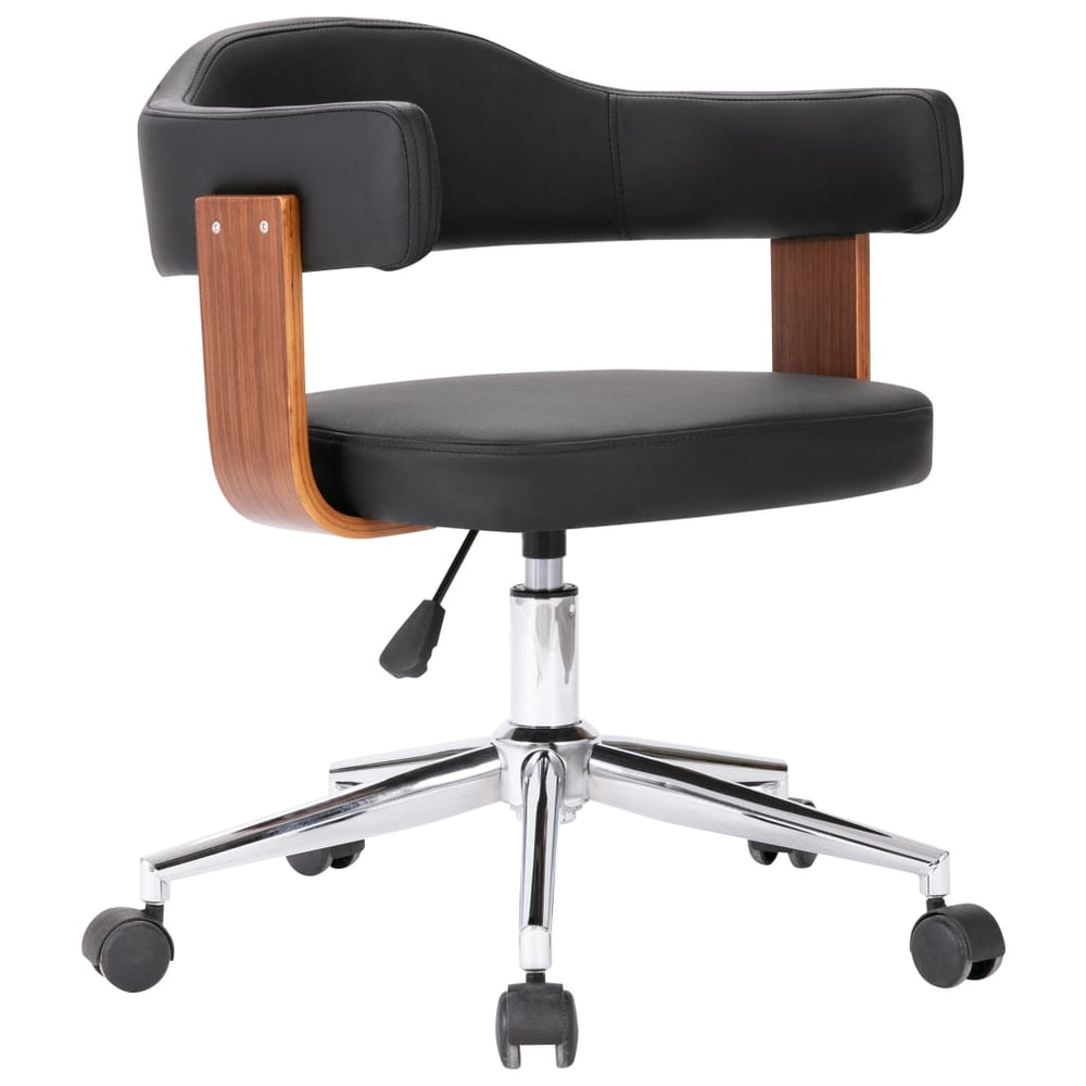 vidaXL Swivel Dining Chair Black Bentwood and Faux Leather
