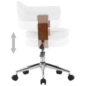 vidaXL Swivel Dining Chair White Bentwood and Faux Leather
