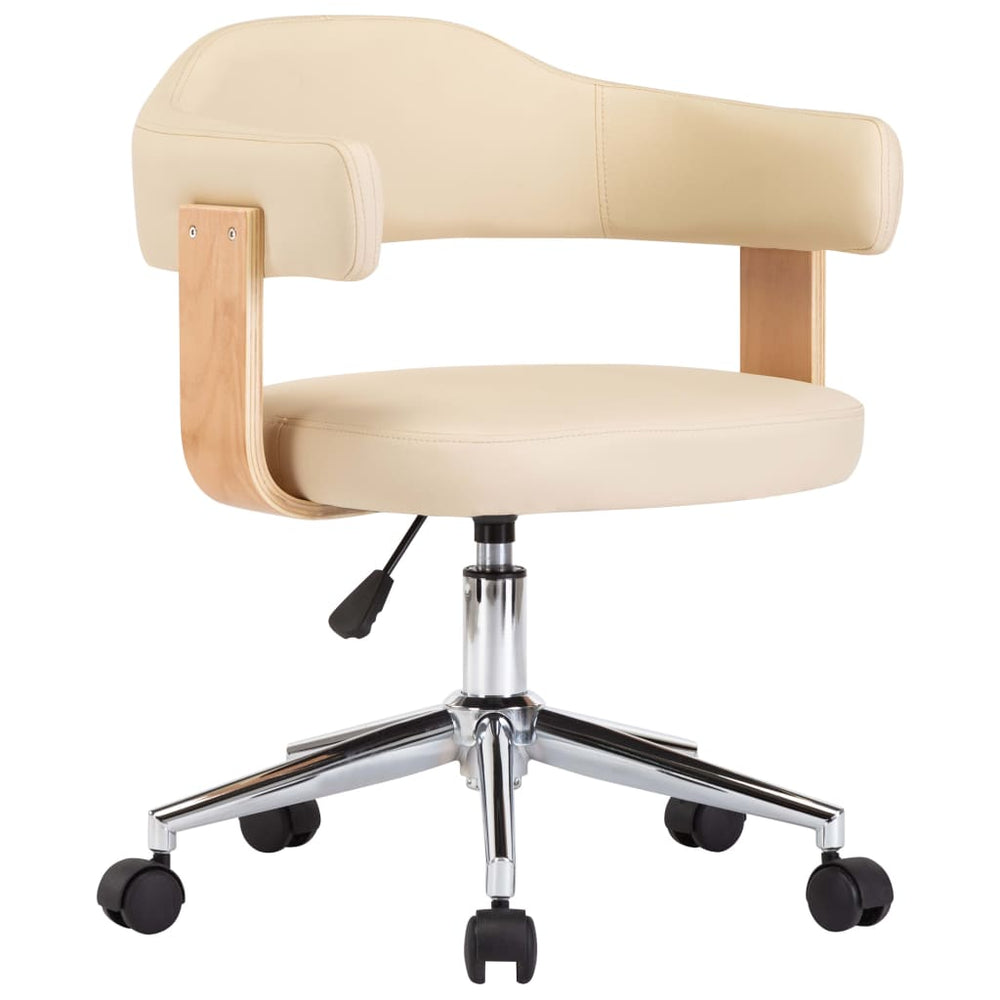 vidaXL Swivel Dining Chair Cream Bent Wood and Faux Leather