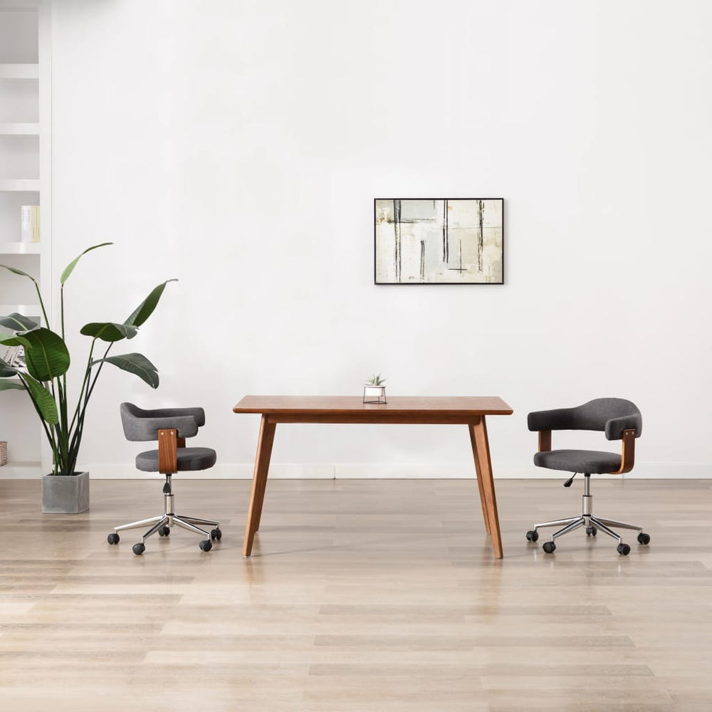 vidaXL Swivel Dining Chair Grey Bentwood and Fabric
