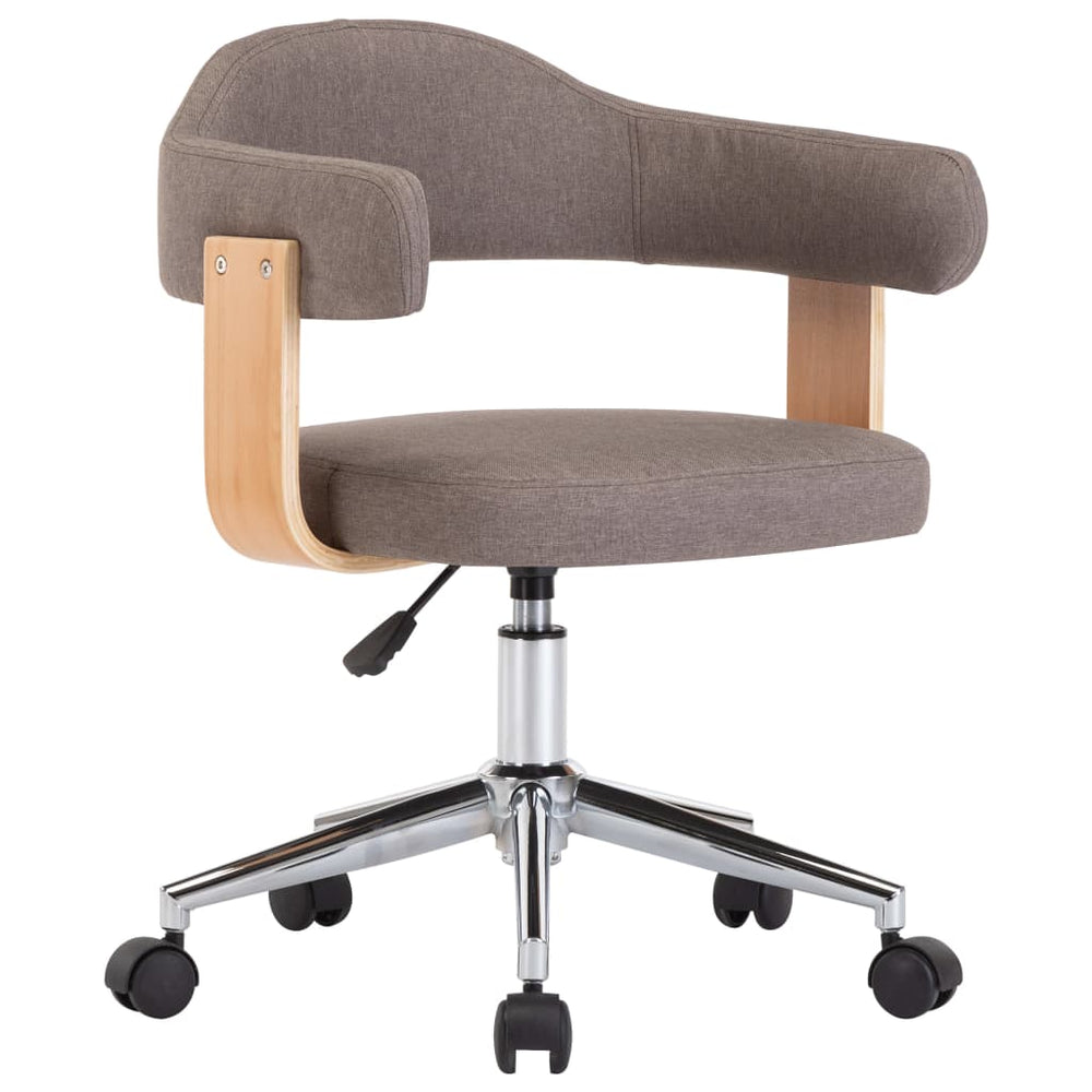 vidaXL Swivel Dining Chair Taupe Bentwood and Fabric