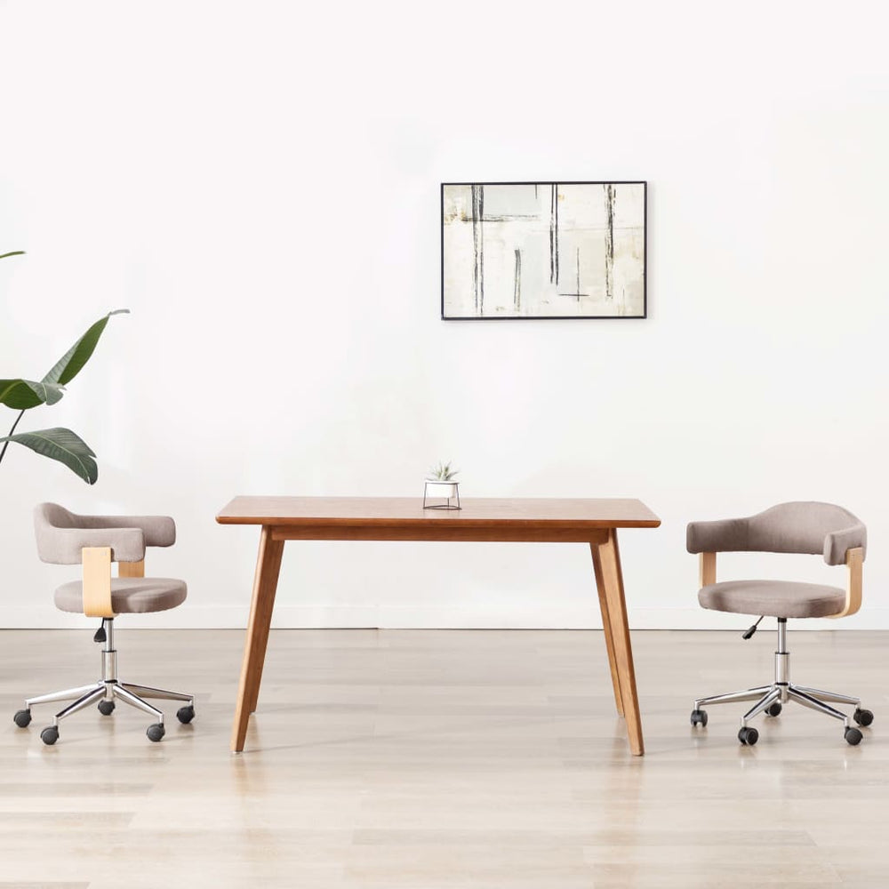 vidaXL Swivel Dining Chair Taupe Bentwood and Fabric