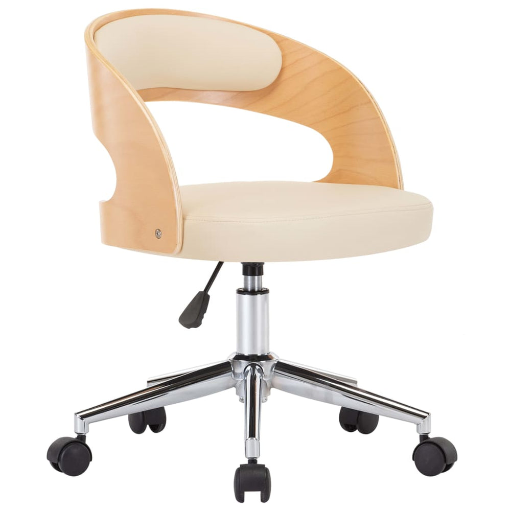 vidaXL Swivel Dining Chair Cream Bentwood and Faux Leather