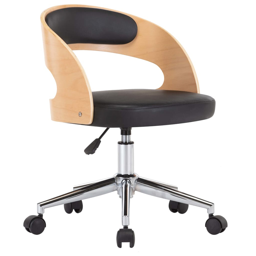 vidaXL Swivel Dining Chair Black Bentwood and Faux Leather
