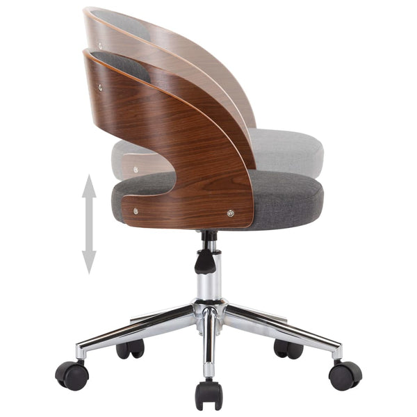 vidaXL Dining Chair Swivel Grey Bentwood and Fabric