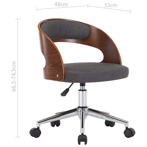 vidaXL Dining Chair Swivel Grey Bentwood and Fabric