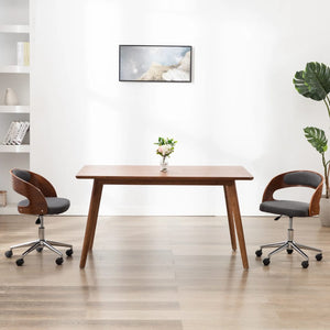 vidaXL Dining Chair Swivel Grey Bentwood and Fabric