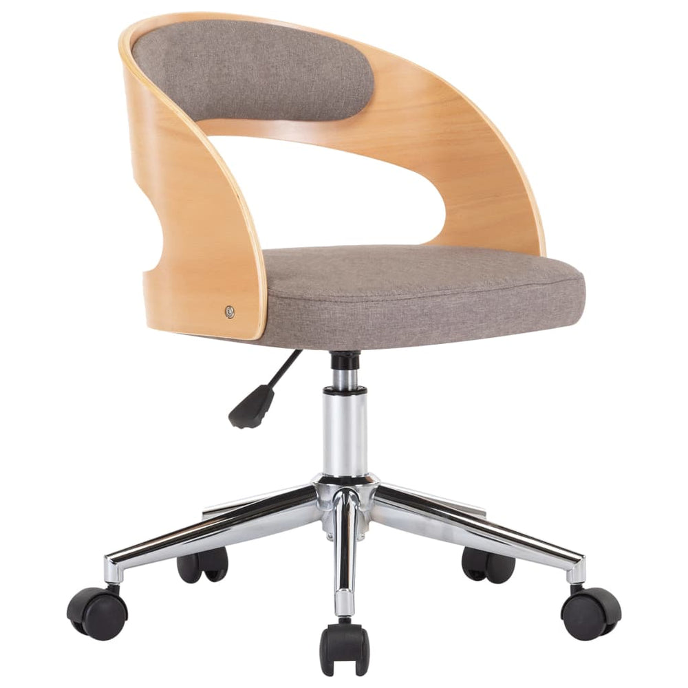 vidaXL Swivel Dining Chair Taupe Bentwood and Fabric