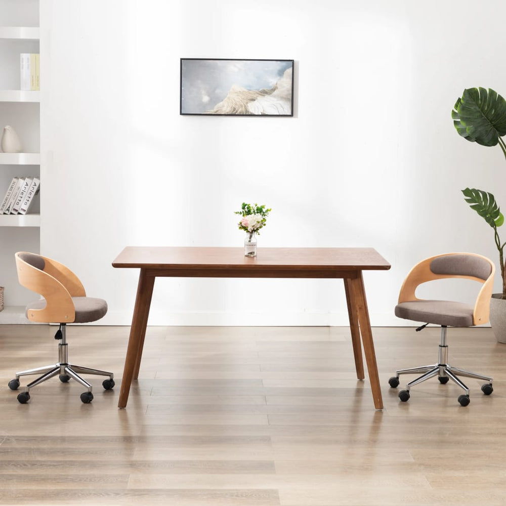 vidaXL Swivel Dining Chair Taupe Bentwood and Fabric