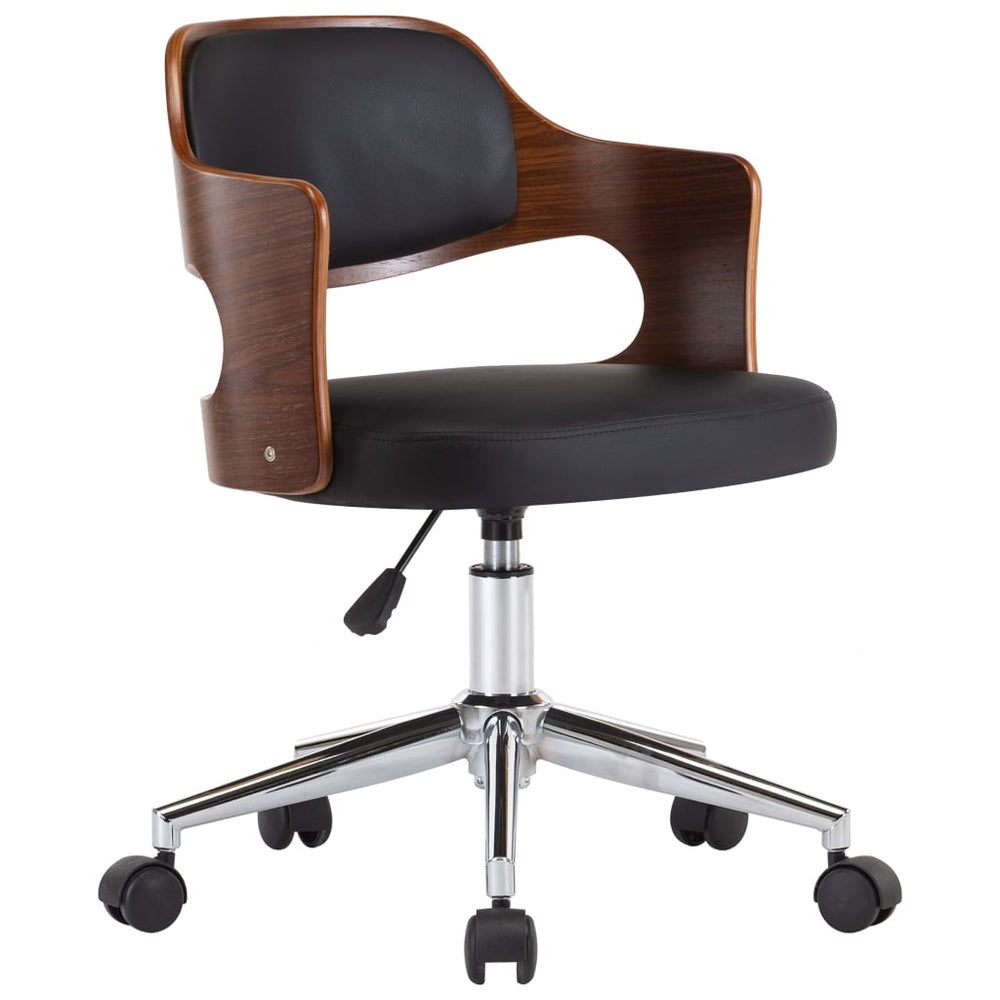 vidaXL Swivel Dining Chair Black Bentwood and Faux Leather