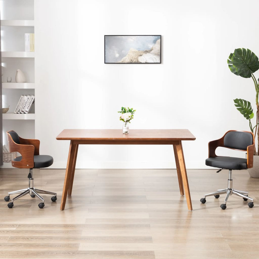 vidaXL Swivel Dining Chair Black Bentwood and Faux Leather