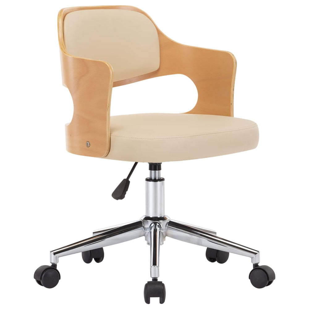 vidaXL Swivel Dining Chair Cream Bentwood and Faux Leather