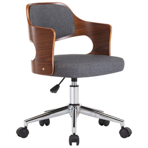 vidaXL Swivel Dining Chair Grey Bentwood and Fabric