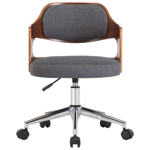vidaXL Swivel Dining Chair Grey Bentwood and Fabric