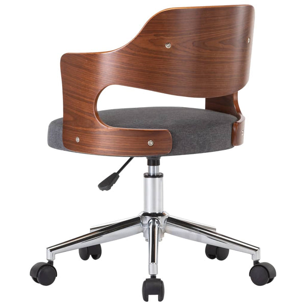 vidaXL Swivel Dining Chair Grey Bentwood and Fabric