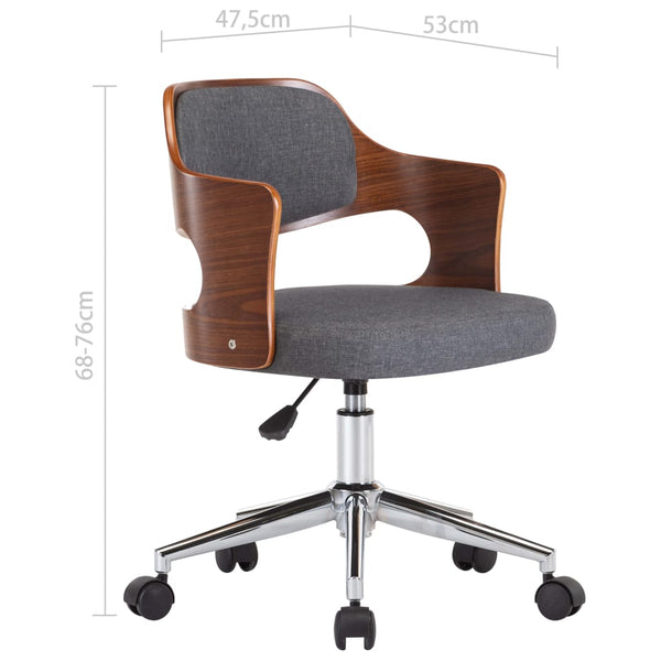 vidaXL Swivel Dining Chair Grey Bentwood and Fabric