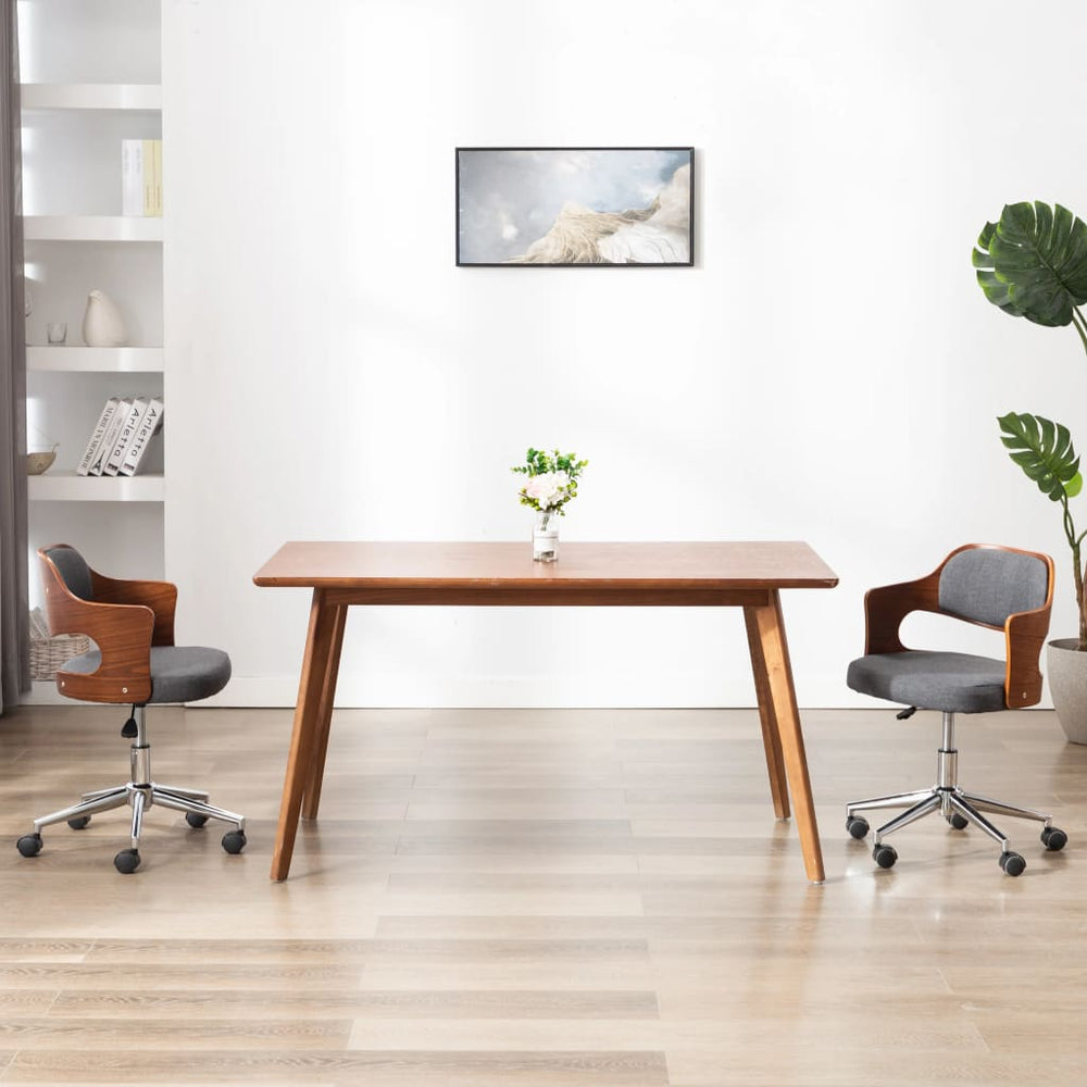 vidaXL Swivel Dining Chair Grey Bentwood and Fabric