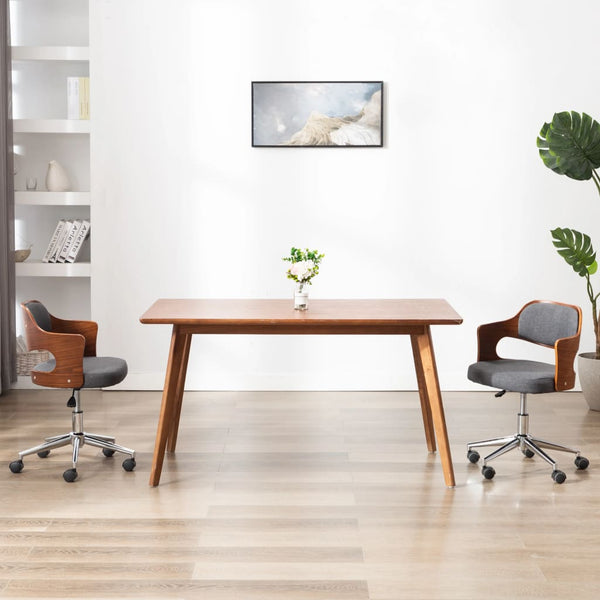 vidaXL Swivel Dining Chair Grey Bentwood and Fabric