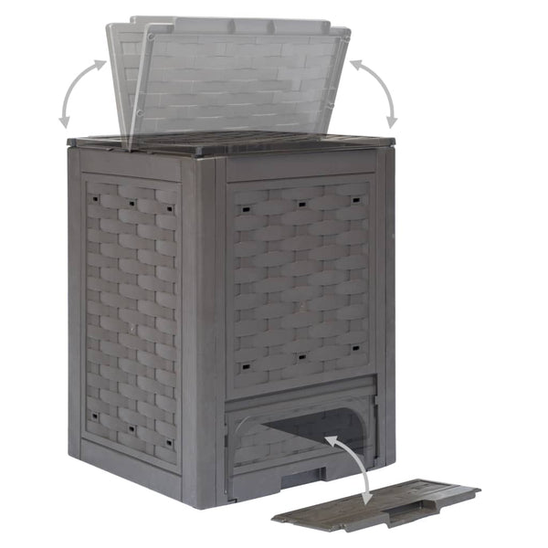 vidaXL Garden Compost Bins 2 pcs. Brown 60x60x83cm 600 L Plastic Rattan