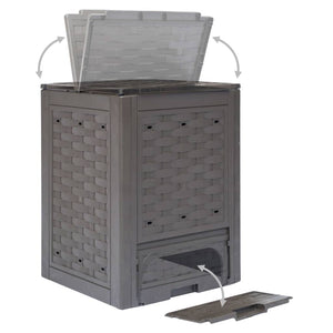 vidaXL Garden Composters 3 pcs. Brown 60x60x83cm 900 L Plastic Rattan