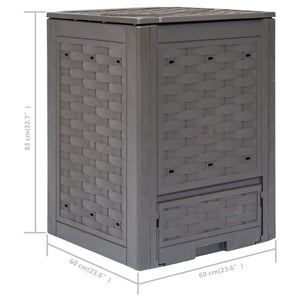vidaXL Garden Composters 3 pcs. Brown 60x60x83cm 900 L Plastic Rattan