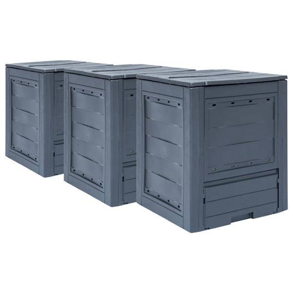 vidaXL Garden Compost Bins 3 pcs. Grey 60 x 60 x 73 cm 780 L