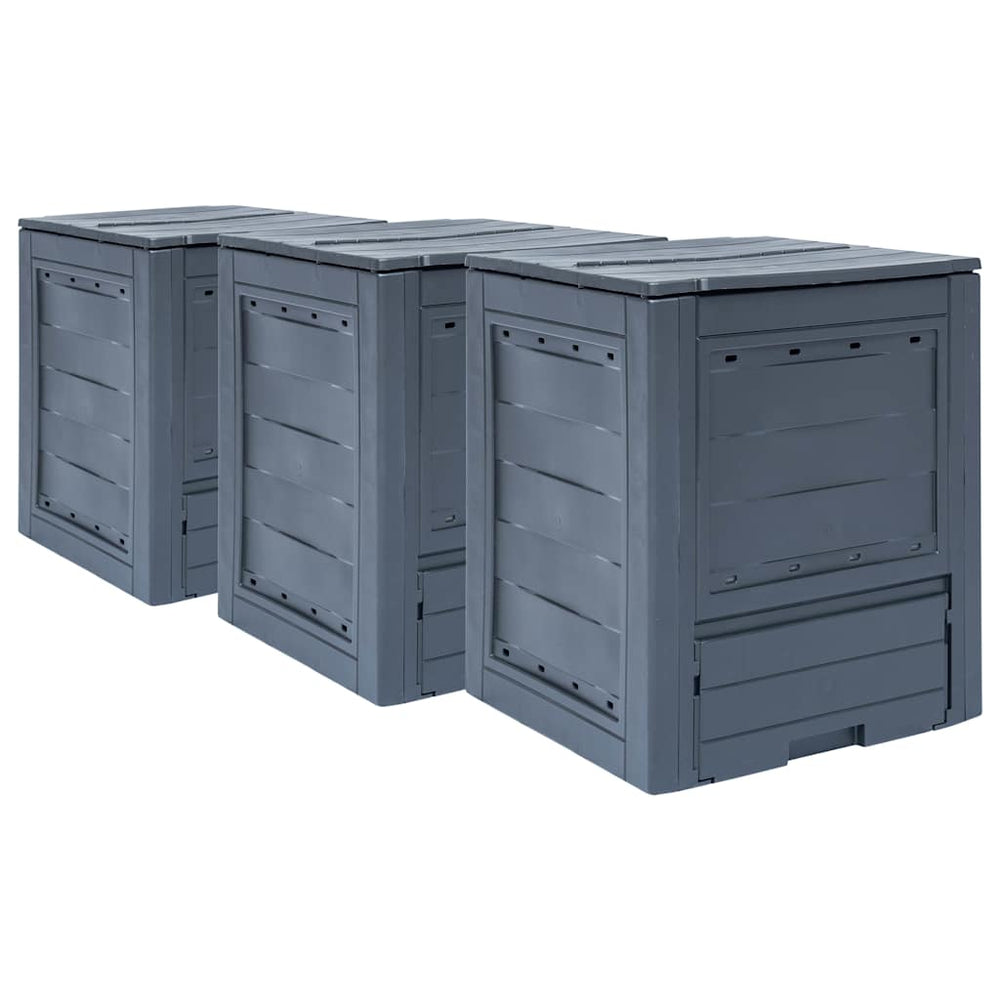 vidaXL Garden Compost Bins 3 pcs. Grey 60 x 60 x 73 cm 780 L