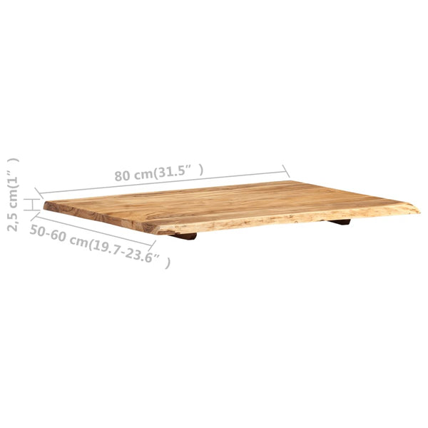 vidaXL Solid Acacia Wood Tabletop 80x(50-60)x2.5 cm