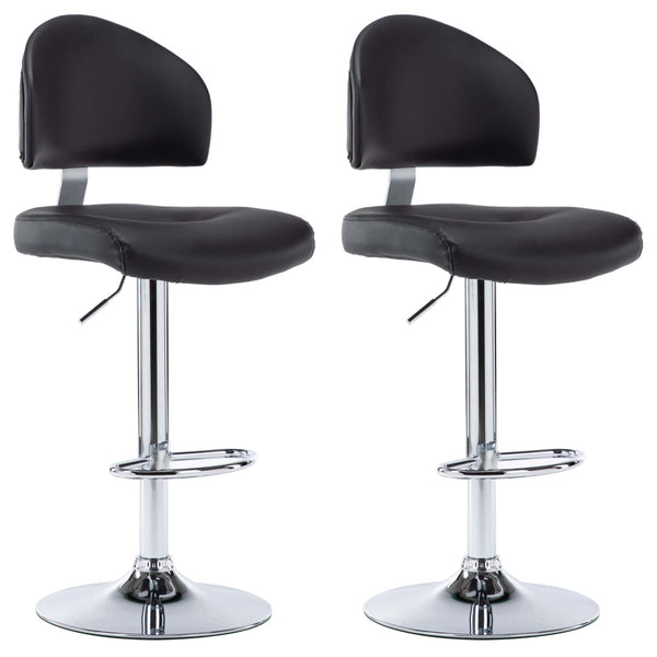 vidaXL Bar Stools 2 pcs Black Faux Leather