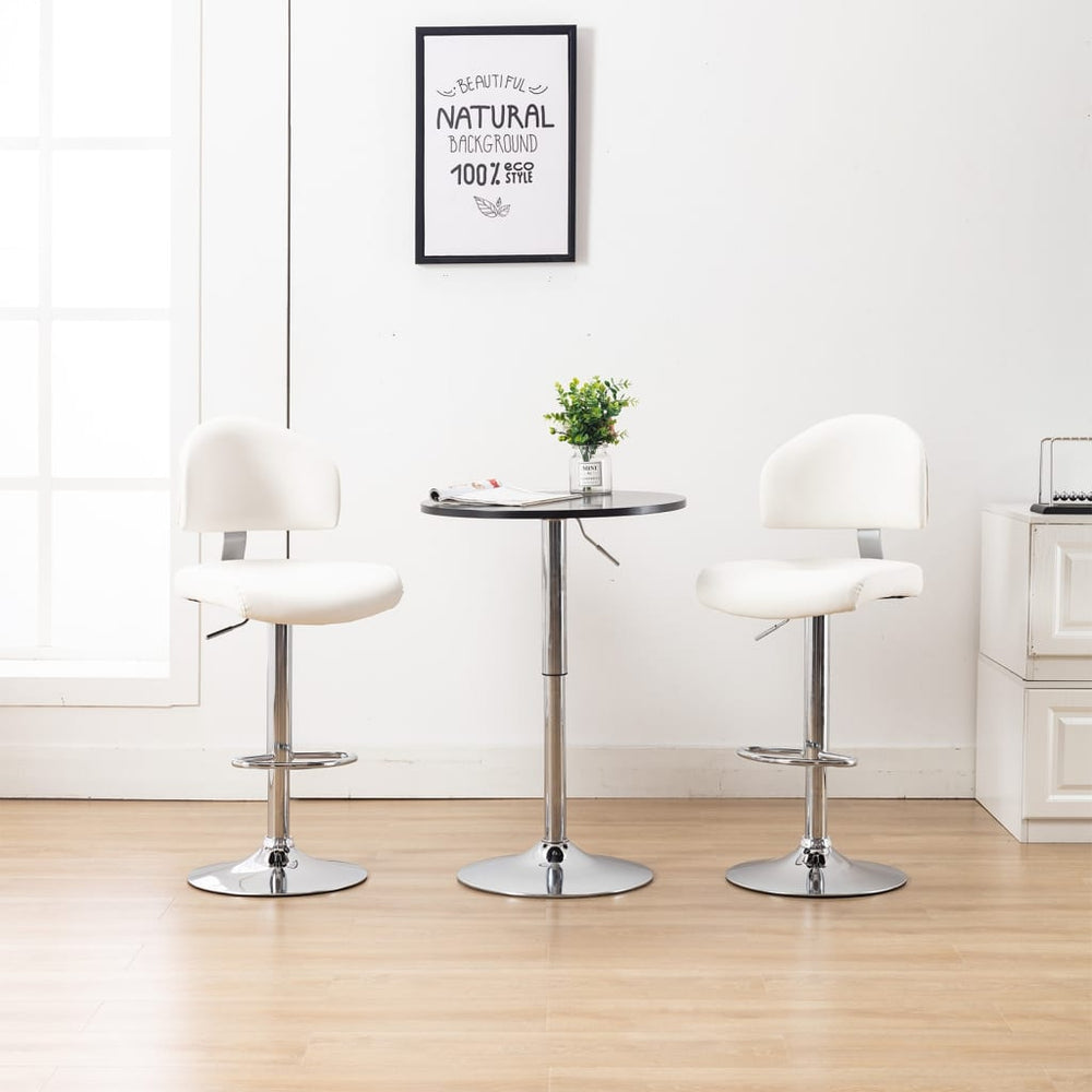 vidaXL Bar Stools 2 pcs White Faux Leather
