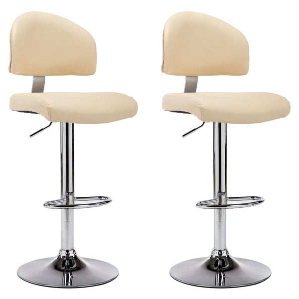 vidaXL Bar Stools 2 pcs Cream White Faux Leather