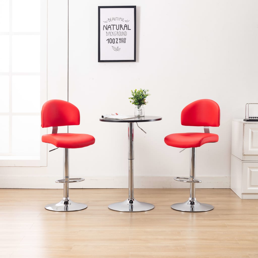 vidaXL Bar Stools 2 pcs Red Faux Leather